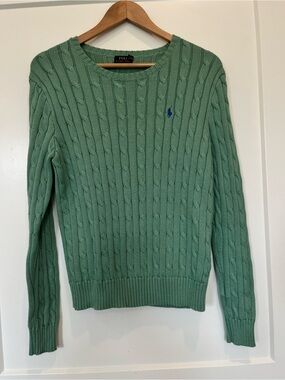 Polo Ralph Lauren crew-neck cable-knit green sweater Preppy Academia Old Money L